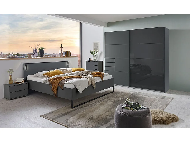 Chambre à coucher complète adulte ( lit adulte 160 x 200 cm+ Commode + tables de chevet+ Armoire)