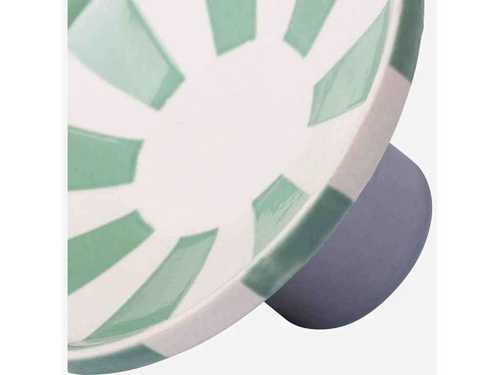 Habitat - Bougeoir en grès - 9 x 5 cm - Rayures vertes - Design by Chloé Le Cam - Ulo