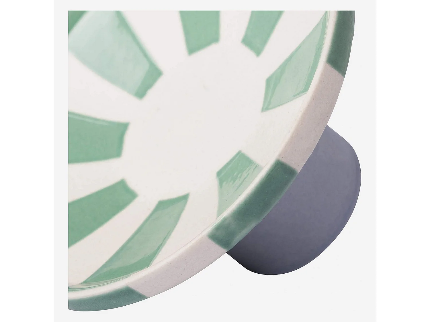 Bougeoir en grès - 9 x 5 cm - Rayures vertes - Design by Chloé Le Cam