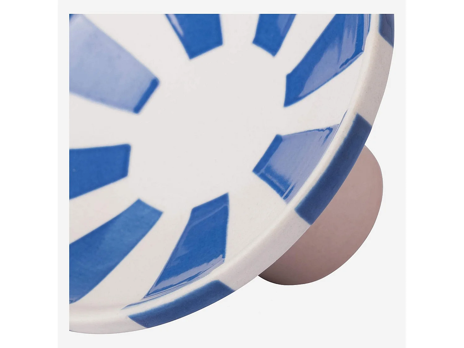 Bougeoir en grès - 9 x 5 cm - Rayures bleues - Design by Chloé Le Cam