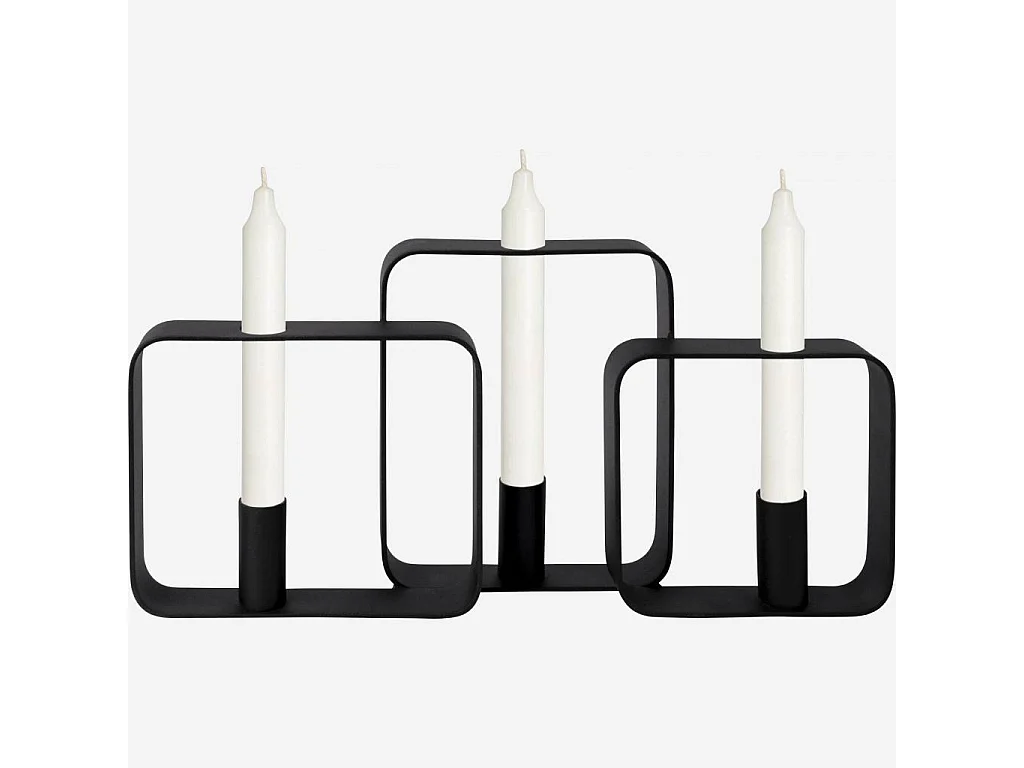 Bougeoir en métal - 39 x 6 x 19 cm - Noir
