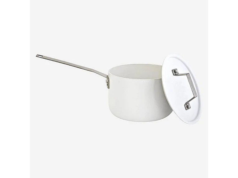 Habitat - Casserole avec couvercle 18 cm en aluminium extérieur blanc et revêtement intérieur céramique - Denver II