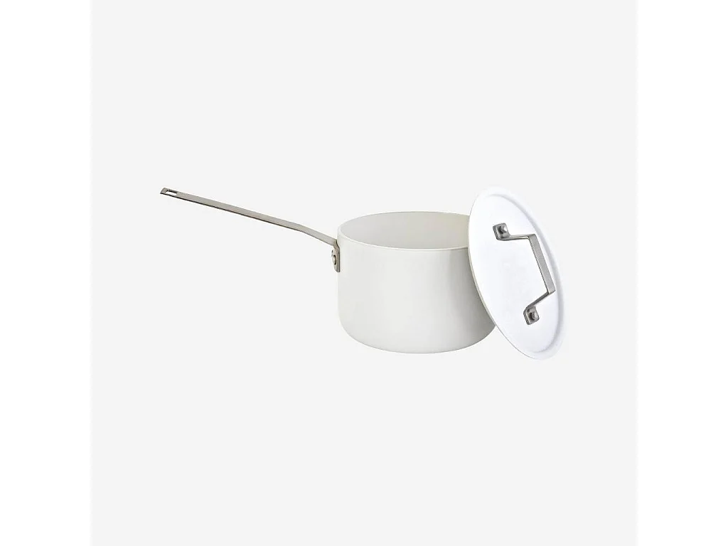 Habitat - Casserole avec couvercle 18 cm en aluminium extérieur blanc et revêtement intérieur céramique - Denver II
