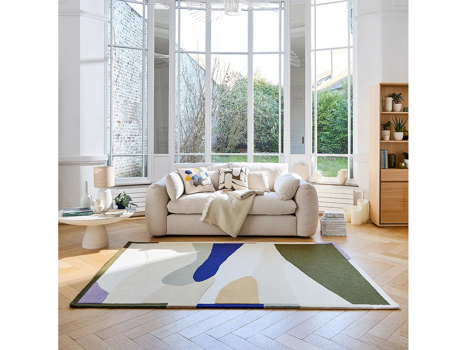 Habitat - Canapé 3 places en tissu chenille - Écru - Glenna