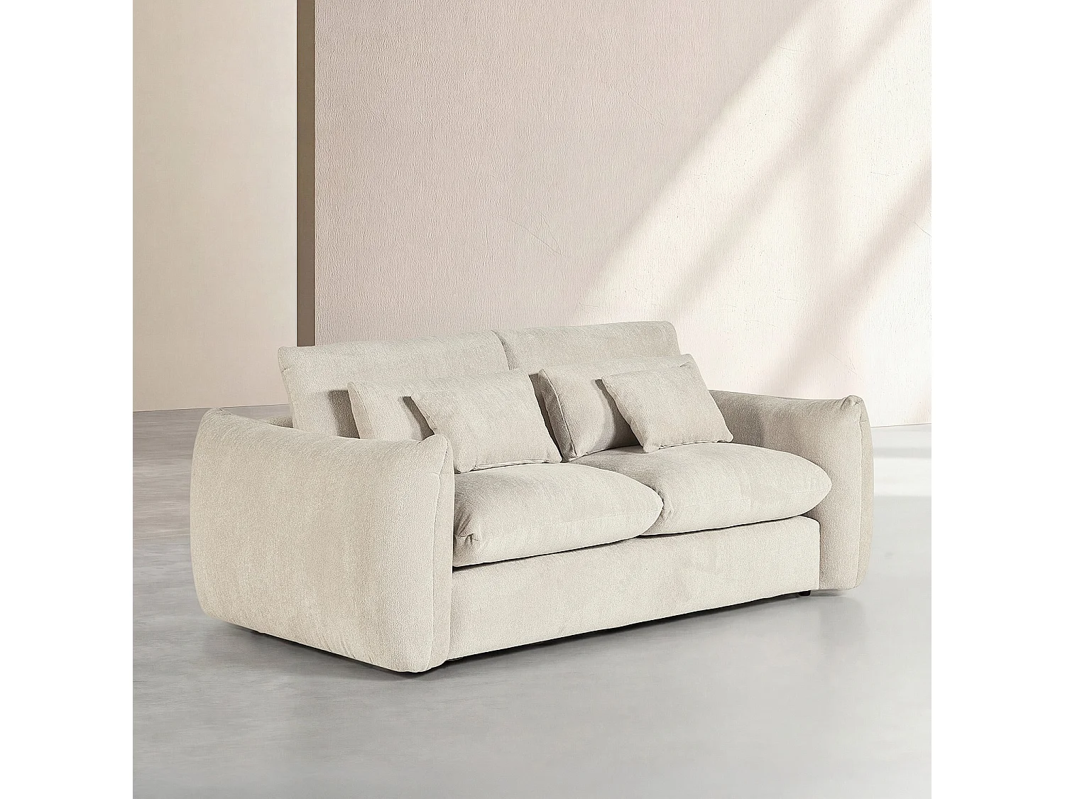 Habitat - Canapé 3 places en tissu chenille - Écru - Glenna