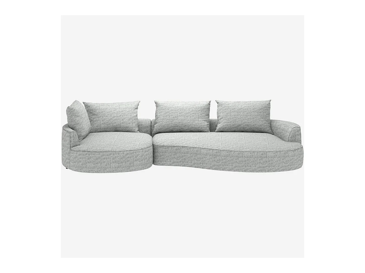 Habitat - Canapé d'angle gauche de forme organique en tissu Alba - Gris brume  - Cagliari