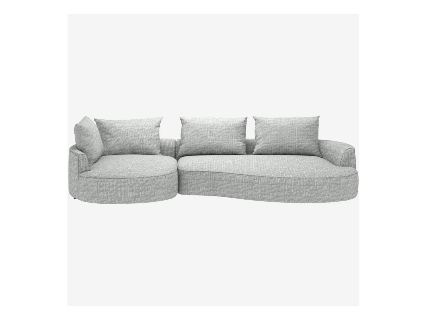 Habitat - Canapé d'angle gauche de forme organique en tissu Alba - Gris brume  - Cagliari