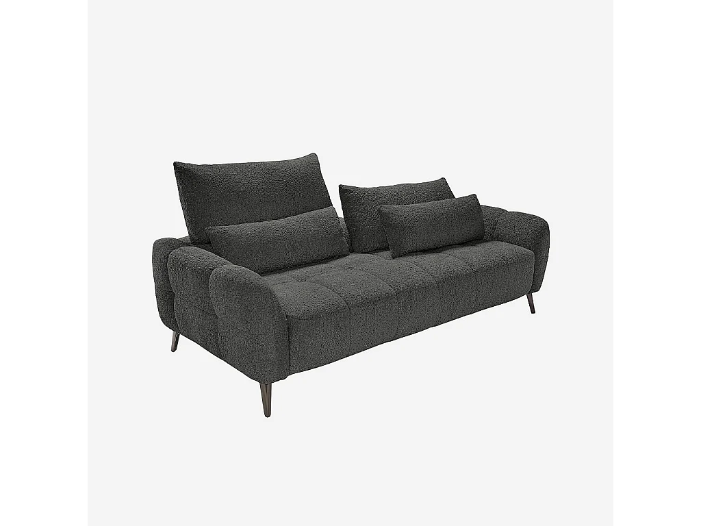 Habitat - Canapé 3 places dossier relevable déhoussable en tissu bouclette courte - Gris anthracite - Doci