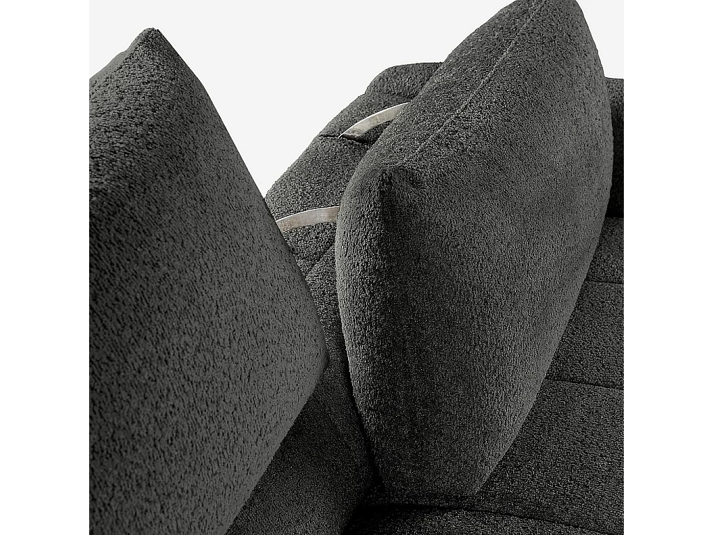 Habitat - Canapé 3 places dossier relevable déhoussable en tissu bouclette courte - Gris anthracite - Doci