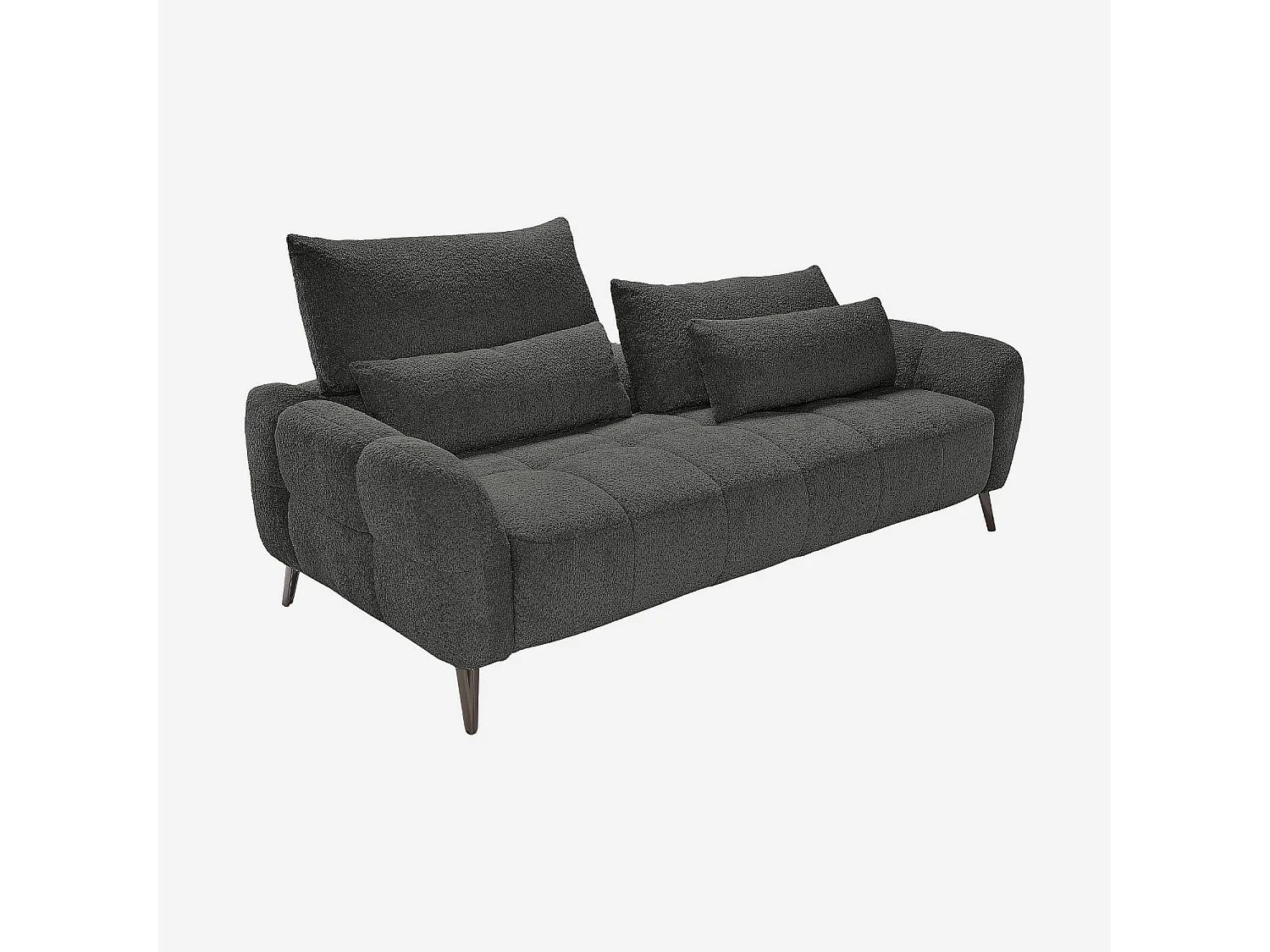 Canapé 3 places dossier relevable déhoussable en tissu bouclette courte - Gris anthracite