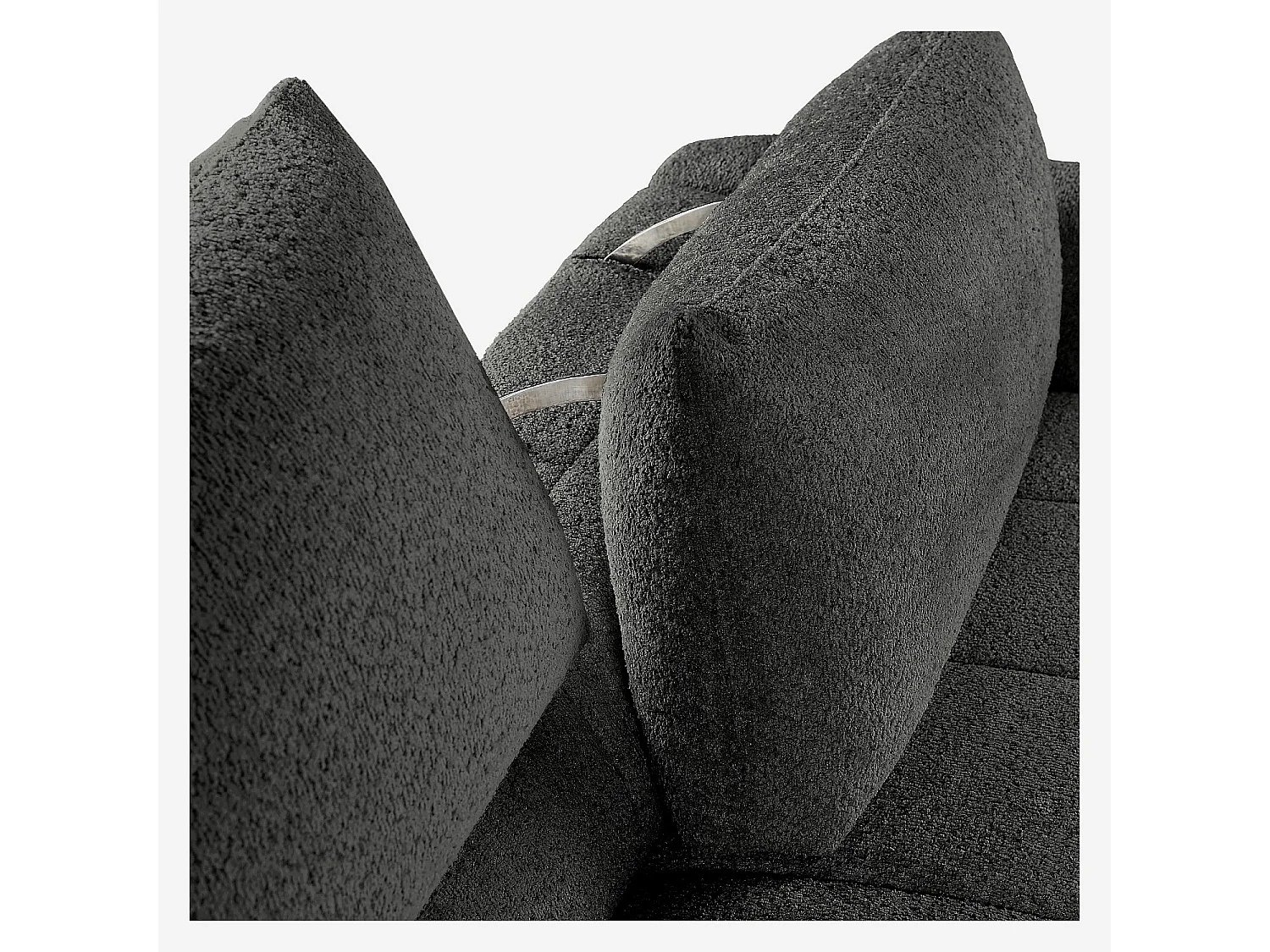 Canapé 3 places dossier relevable déhoussable en tissu bouclette courte - Gris anthracite