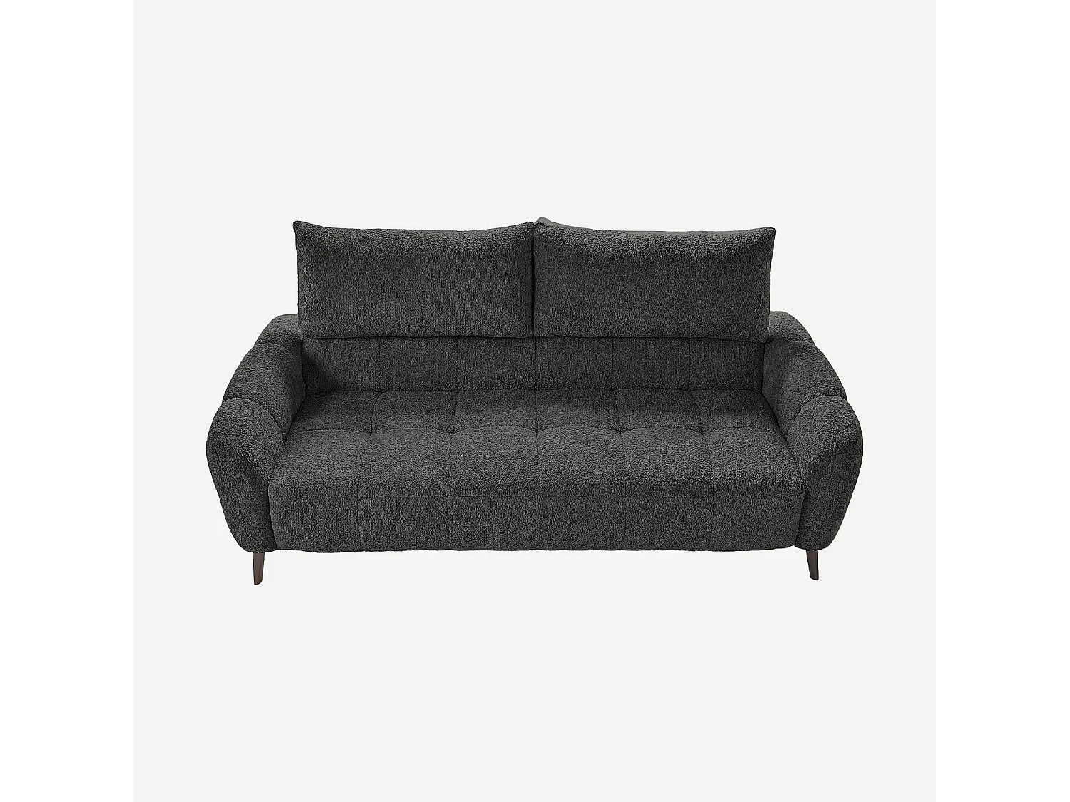 Canapé 3 places dossier relevable déhoussable en tissu bouclette courte - Gris anthracite