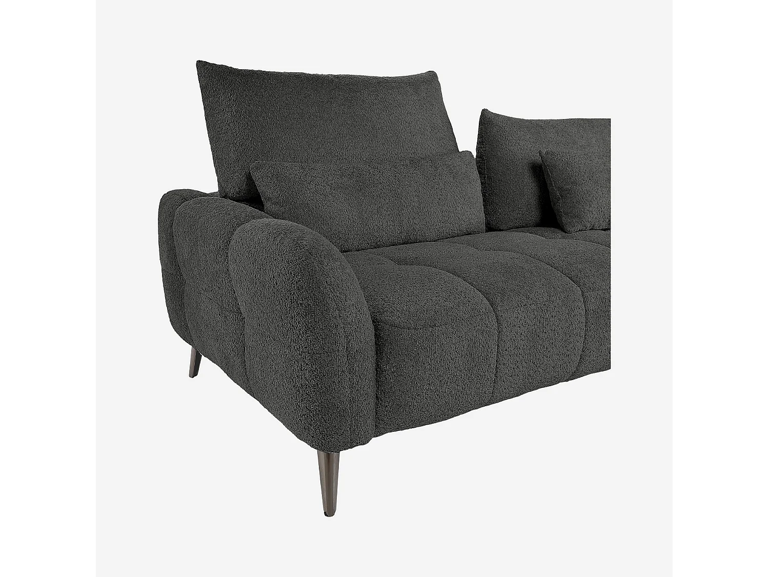 Canapé 3 places dossier relevable déhoussable en tissu bouclette courte - Gris anthracite