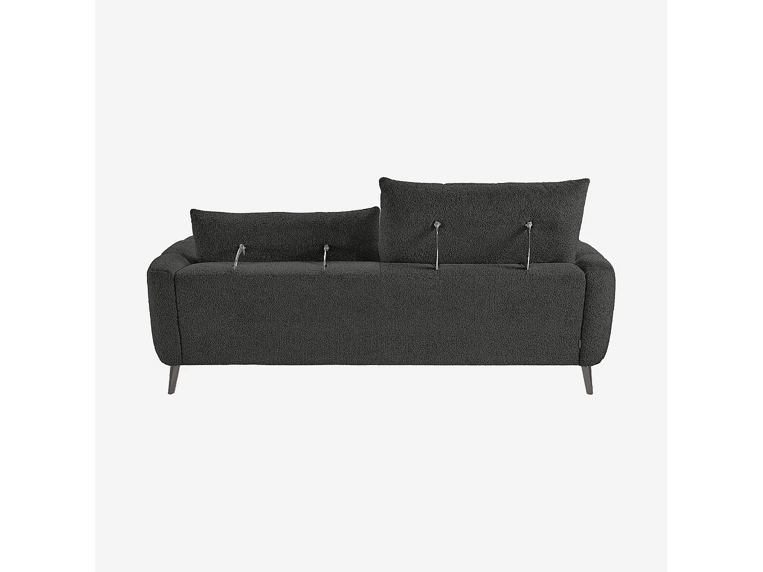 Canapé 3 places dossier relevable déhoussable en tissu bouclette courte - Gris anthracite
