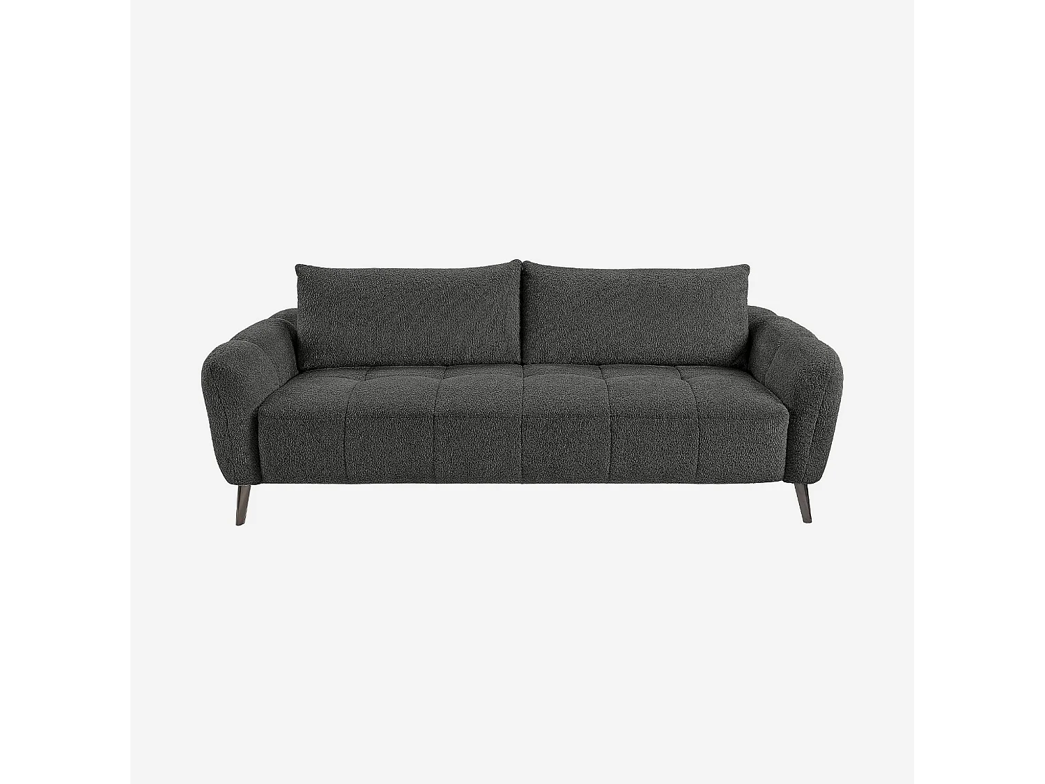 Canapé 3 places dossier relevable déhoussable en tissu bouclette courte - Gris anthracite