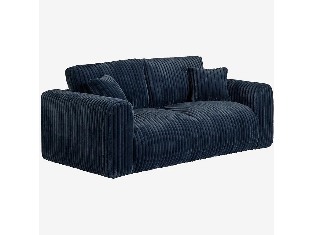Habitat - Canapé 3 places en tissu côtelé - Bleu nuit - Aleya