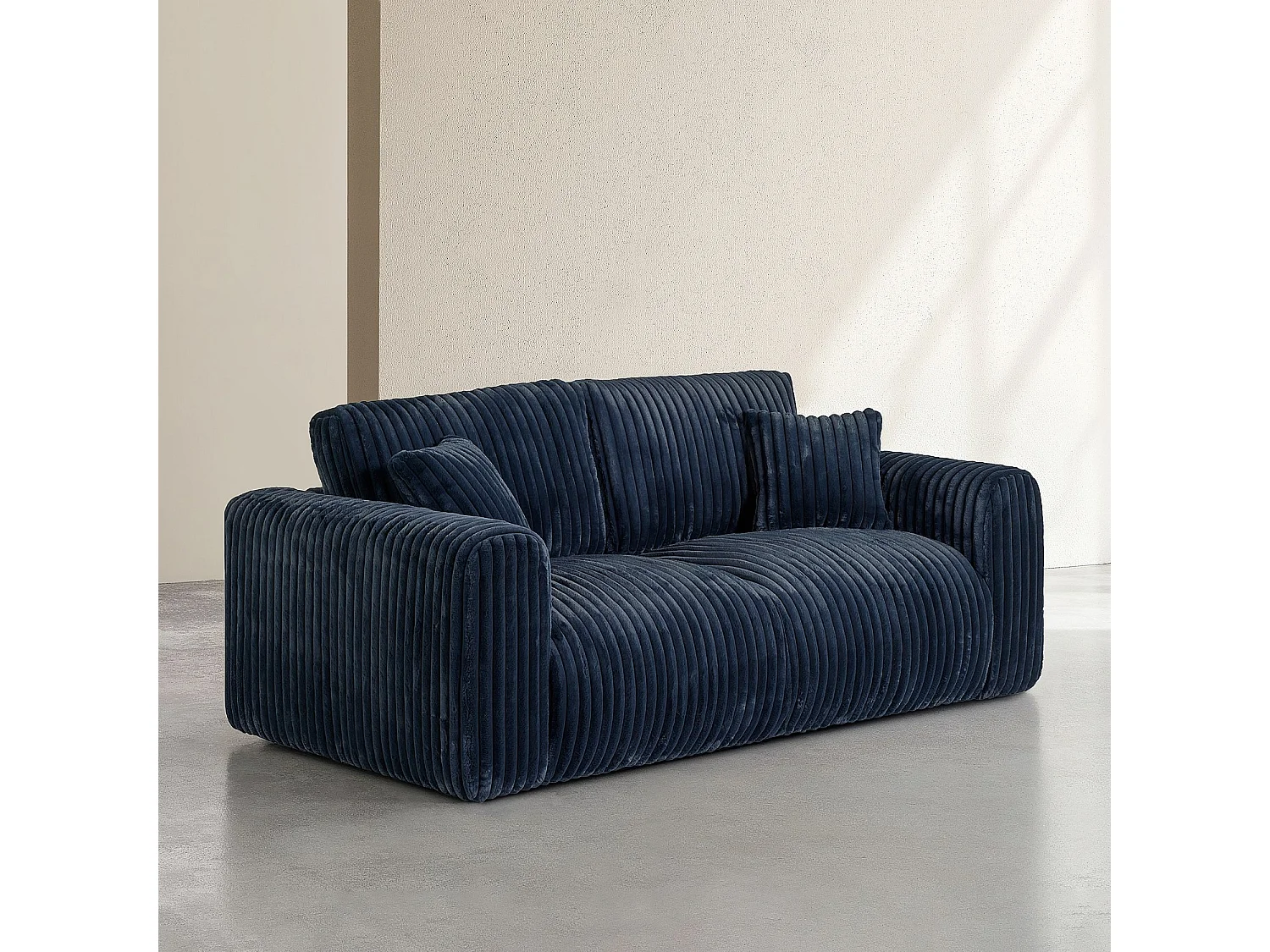 Habitat - Canapé 3 places en tissu côtelé - Bleu nuit - Aleya