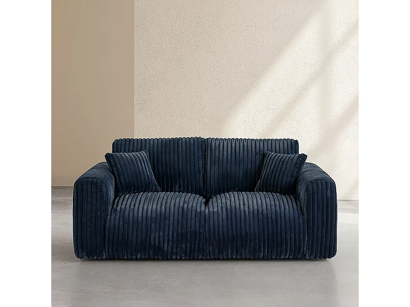 Habitat - Canapé 3 places en tissu côtelé - Bleu nuit - Aleya