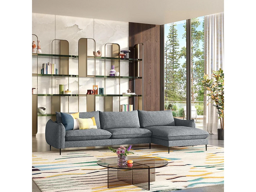 Habitat - Canapé d'angle droit en tissu - Gris chiné - Ketlyn