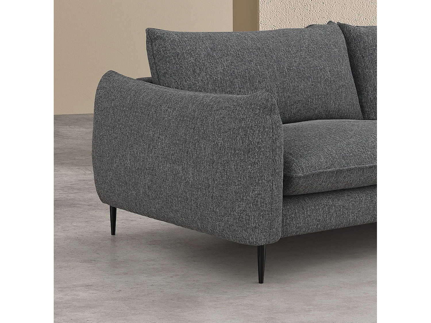 Habitat - Canapé d'angle droit en tissu - Gris chiné - Ketlyn