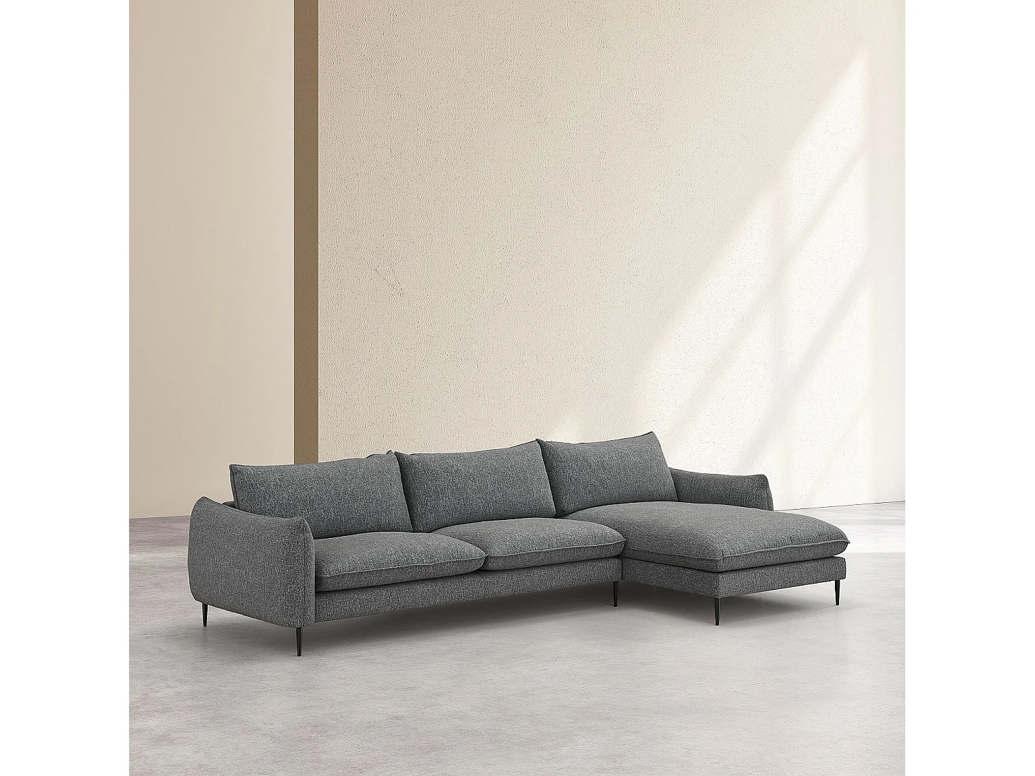 Habitat - Canapé d'angle droit en tissu - Gris chiné - Ketlyn