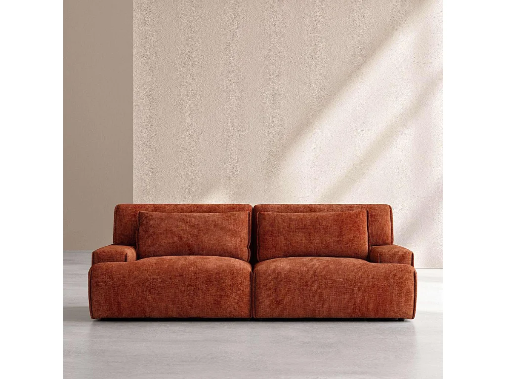 Habitat - Canapé 3 places en tissu chenille - Terracotta - Starry