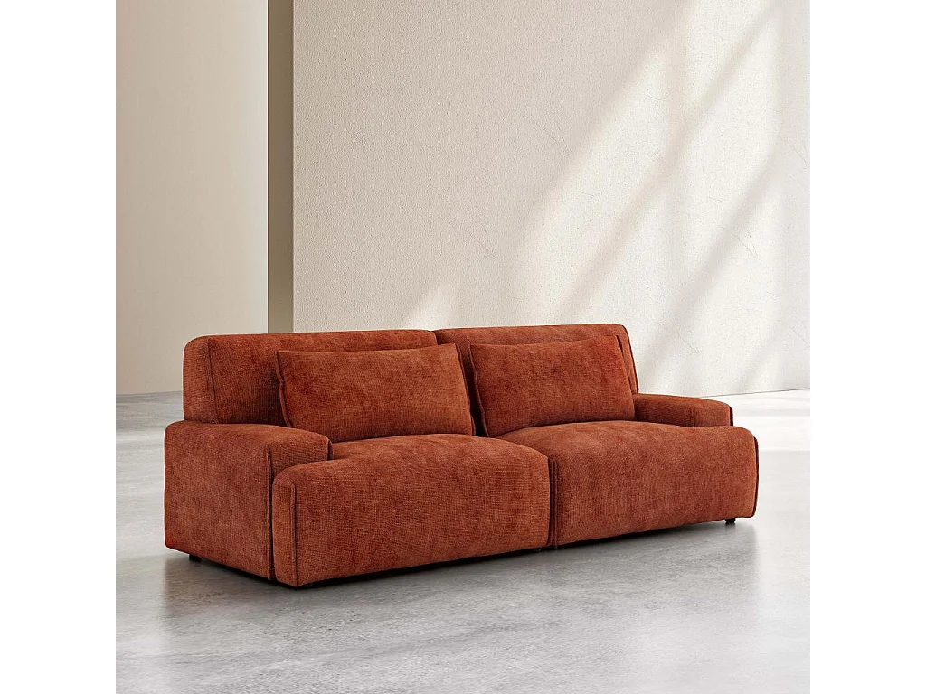 Habitat - Canapé 3 places en tissu chenille - Terracotta - Starry