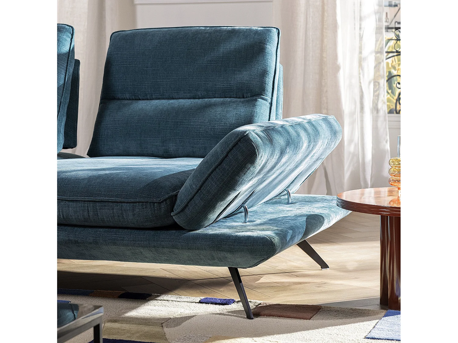 Habitat - Canapé 3 places en tissu avec dossier avance-recule - Bleu canard - Ropio