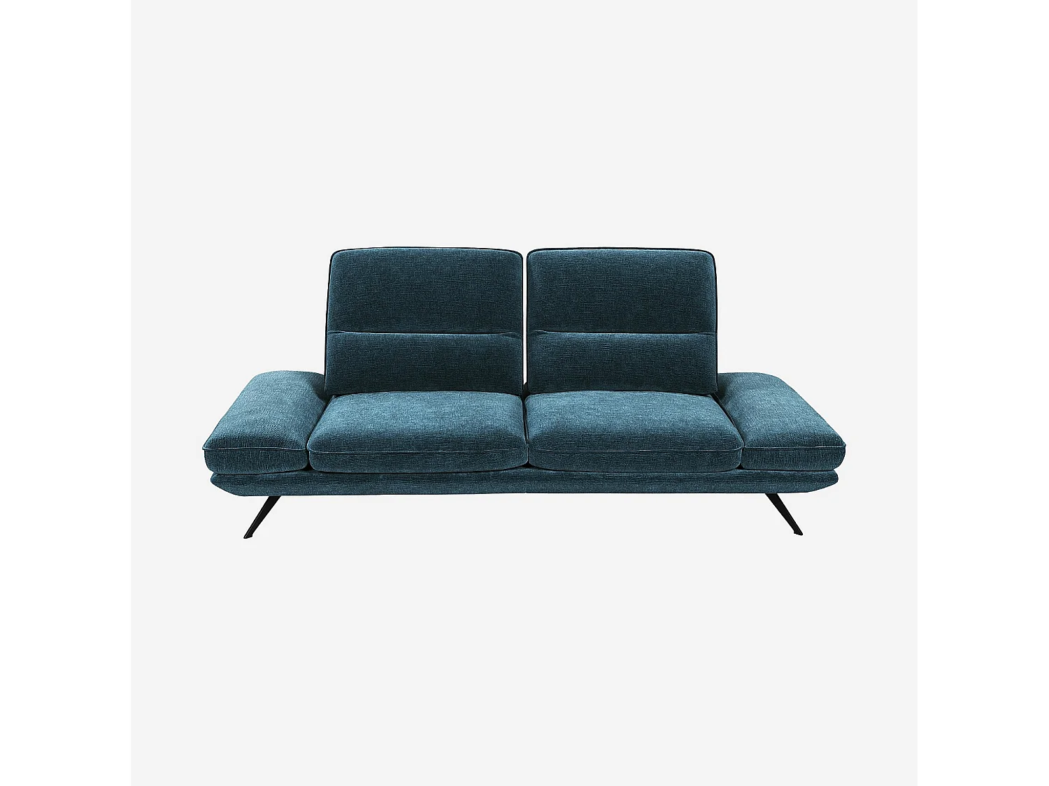 Canapé 3 places en tissu avec dossier avance-recule - Bleu canard