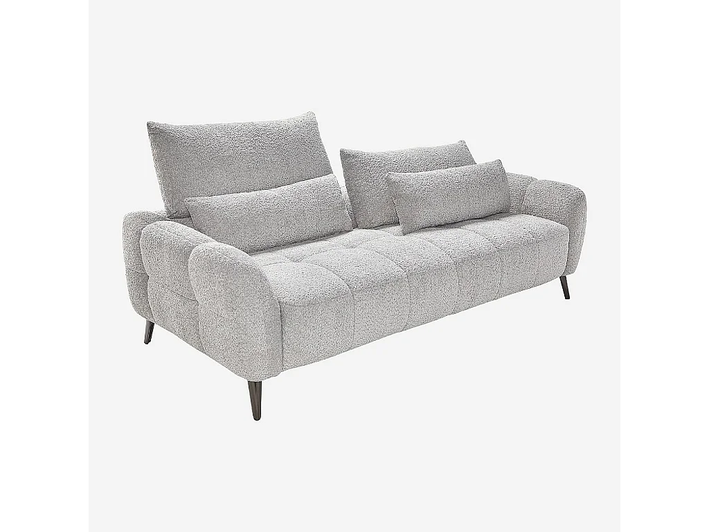 Habitat - Canapé 3 places dossier relevable déhoussable en tissu bouclette courte - Gris polaire - Doci