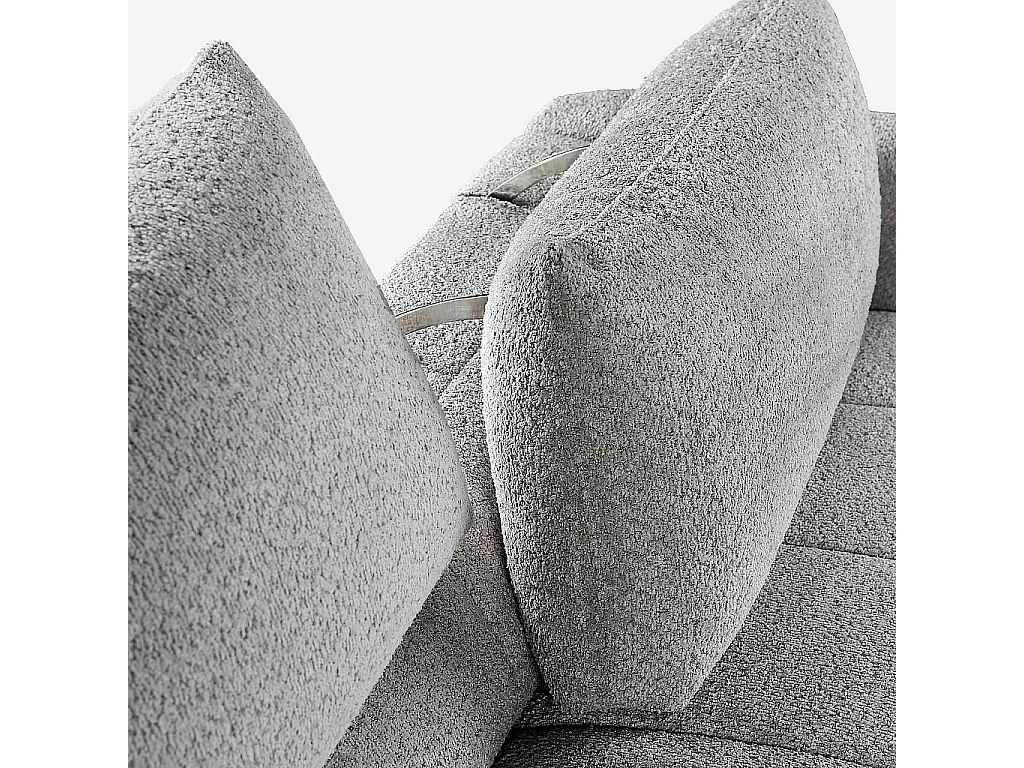 Habitat - Canapé 3 places dossier relevable déhoussable en tissu bouclette courte - Gris polaire - Doci