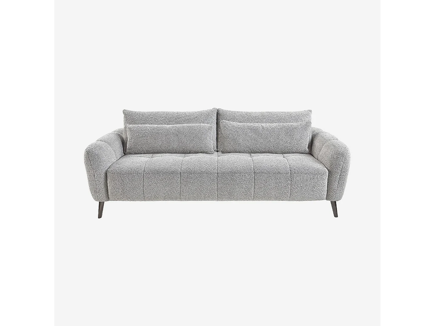 Habitat - Canapé 3 places dossier relevable déhoussable en tissu bouclette courte - Gris polaire - Doci