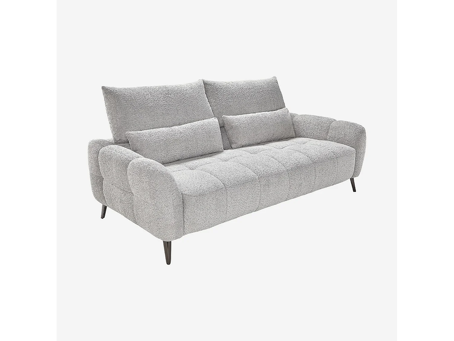 Canapé 3 places dossier relevable déhoussable en tissu bouclette courte - Gris polaire