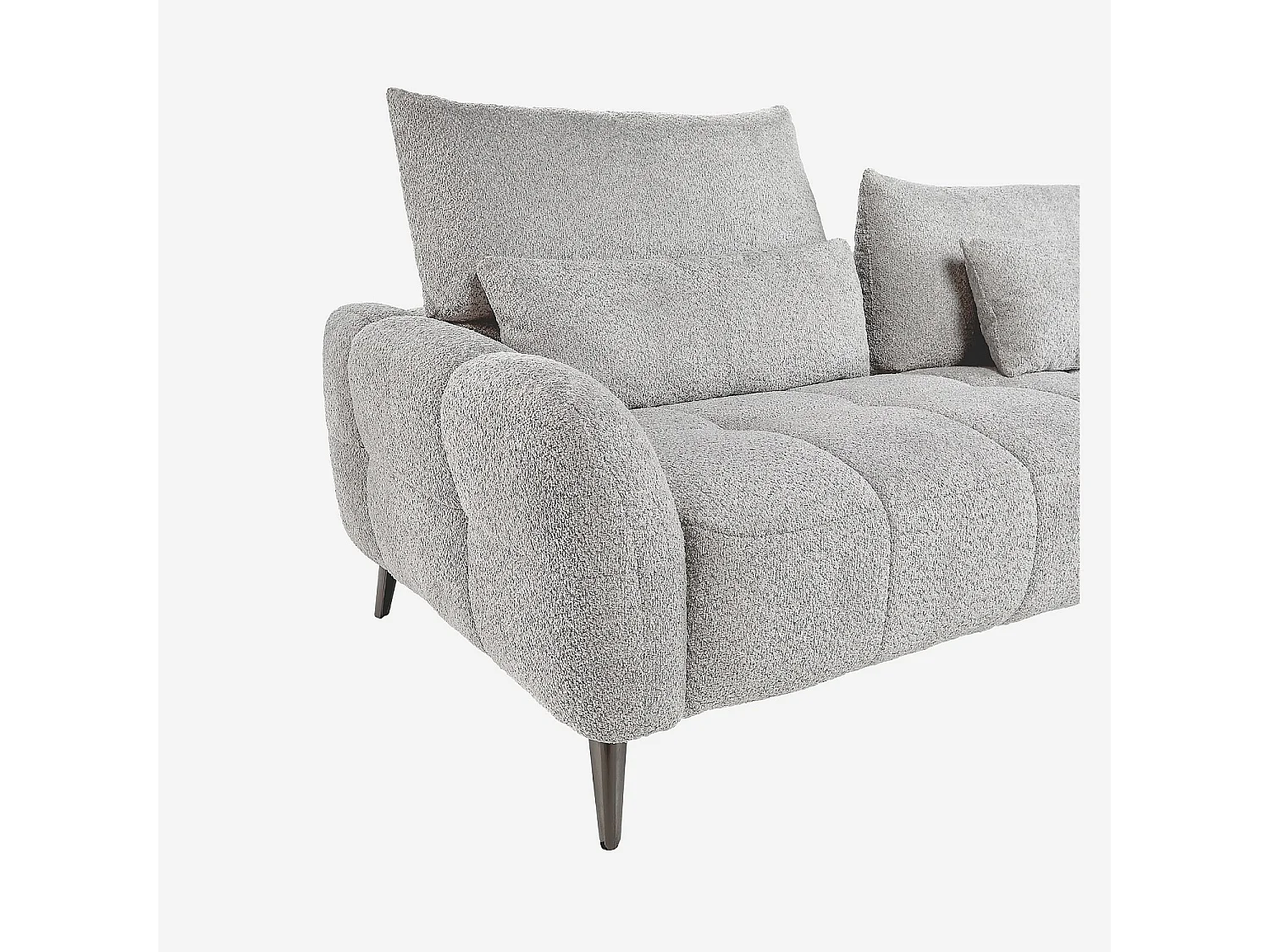 Canapé 3 places dossier relevable déhoussable en tissu bouclette courte - Gris polaire