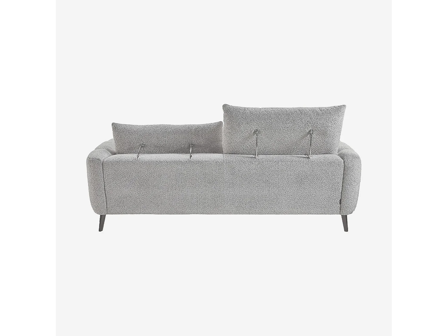 Canapé 3 places dossier relevable déhoussable en tissu bouclette courte - Gris polaire