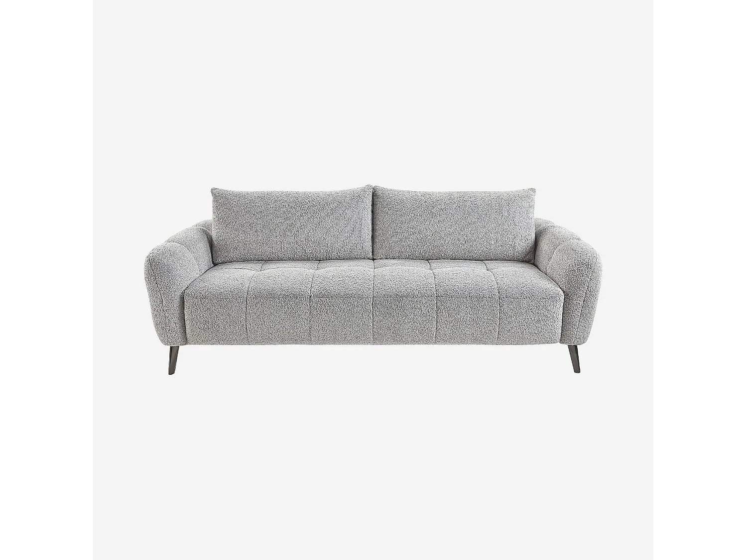 Canapé 3 places dossier relevable déhoussable en tissu bouclette courte - Gris polaire