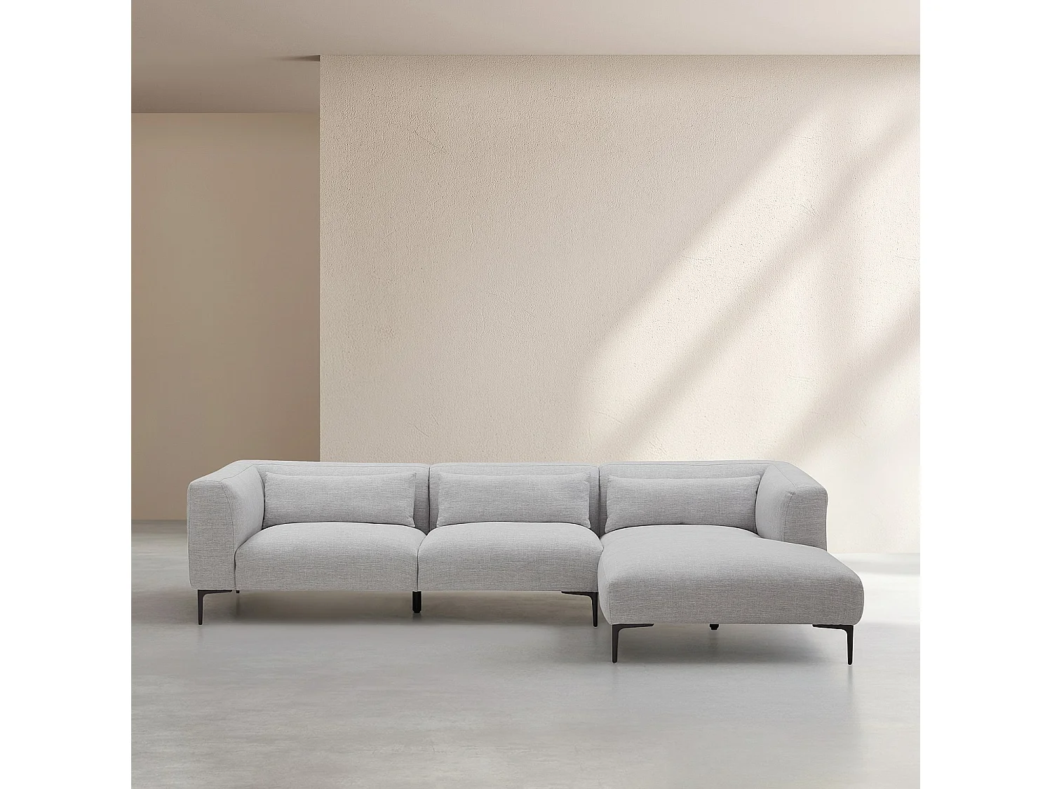 Habitat - Canapé d'angle droit avec coton et lin garni de plumes - Gris perle - Tessie