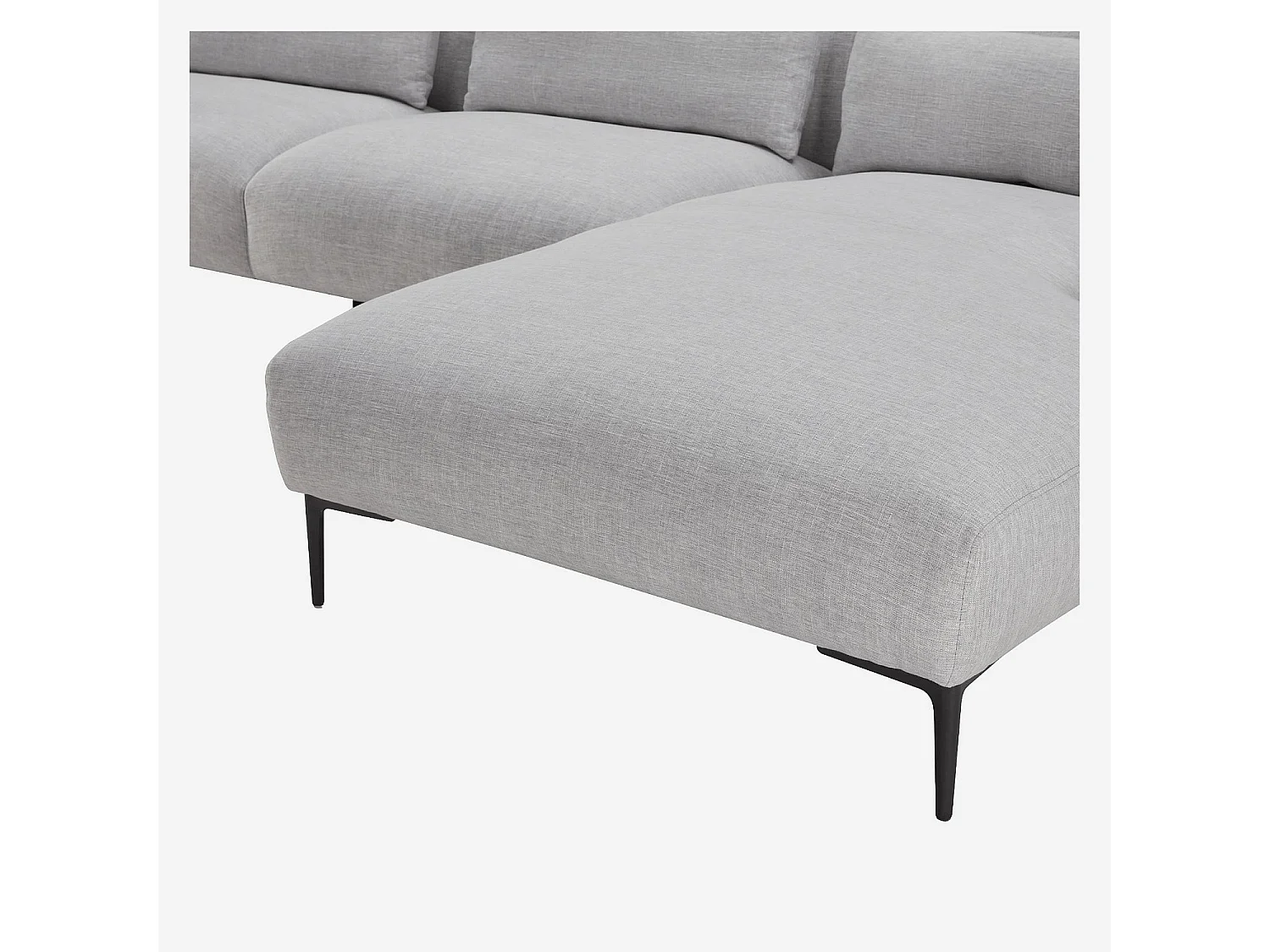 Canapé d'angle droit avec coton et lin garni de plumes - Gris perle