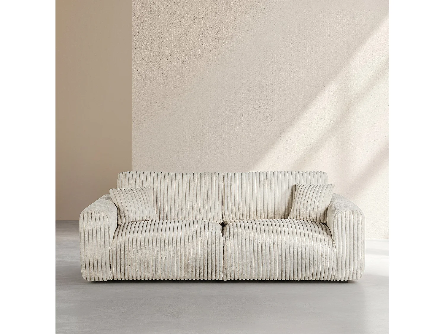 Habitat - Canapé 4 places en tissu côtelé - Beige meringue - Aleya