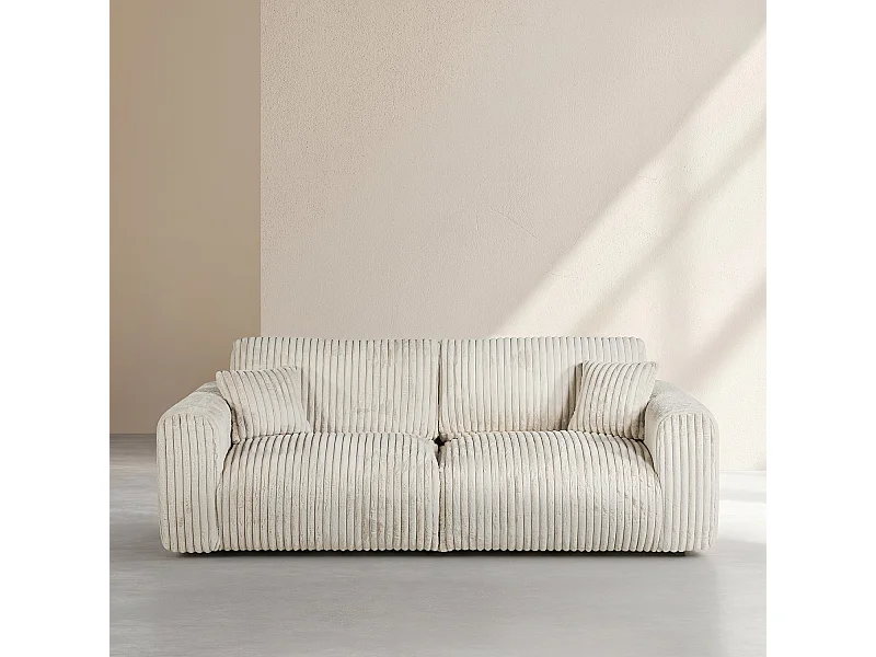 Habitat - Canapé 4 places en tissu côtelé - Beige meringue - Aleya