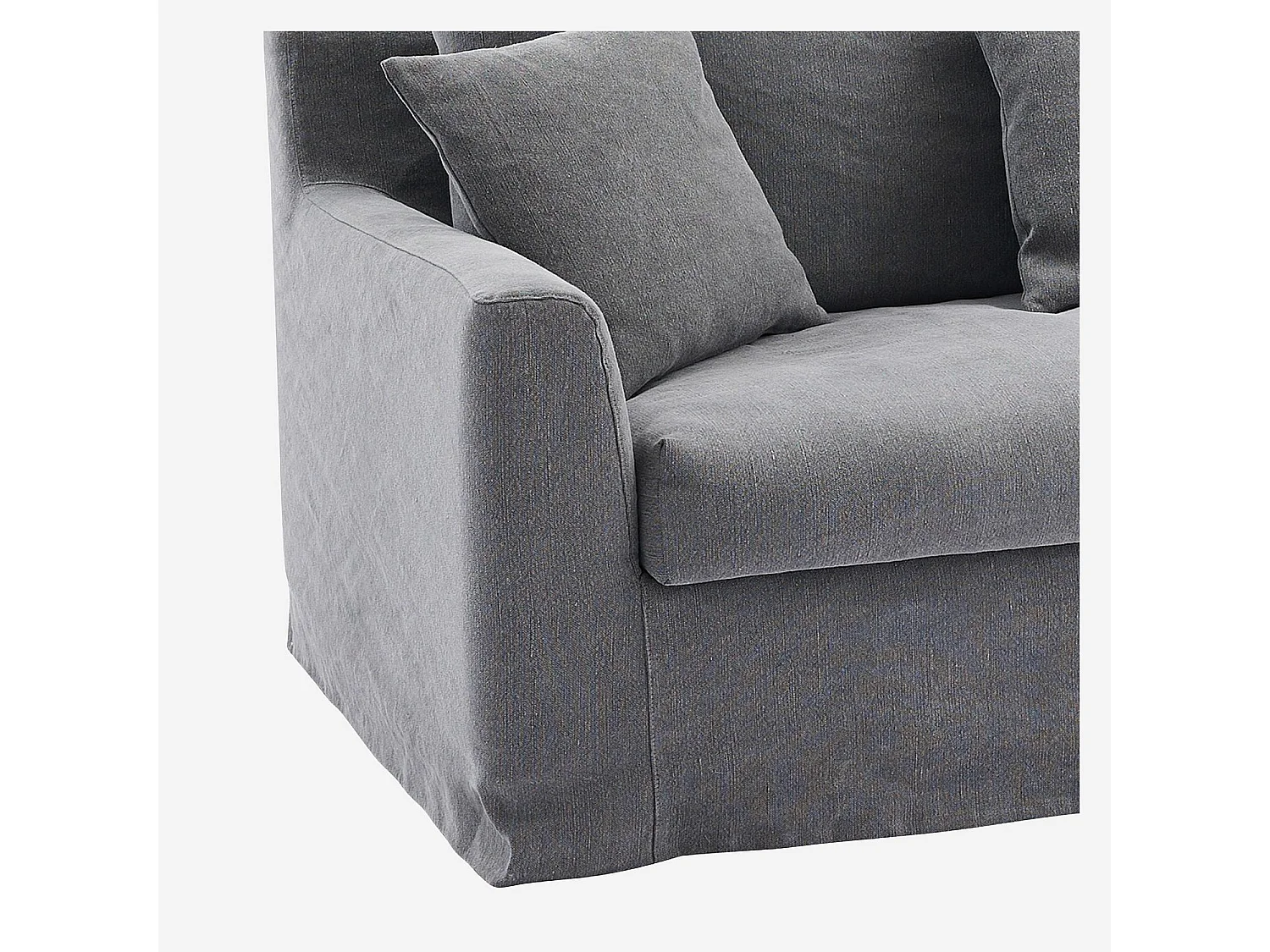 Canapé 3 places déhoussable en coton et lin garni de plumes - Gris ardoise