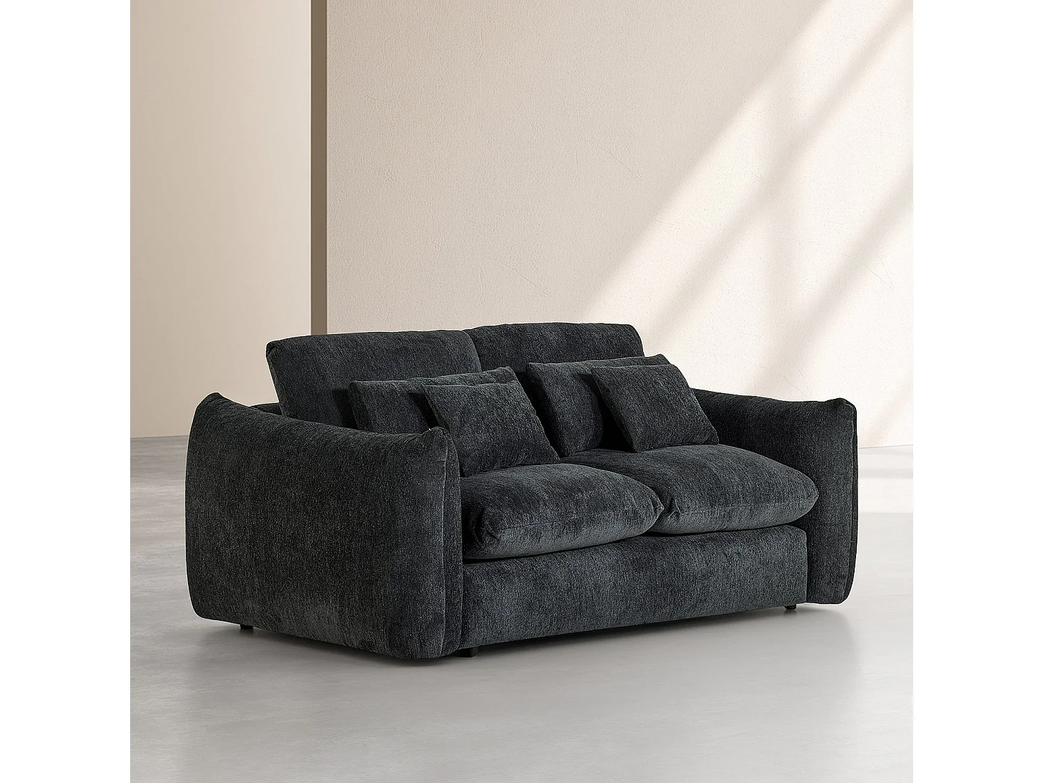 Habitat - Canapé 3 places en tissu chenille - Gris anthracite - Glenna