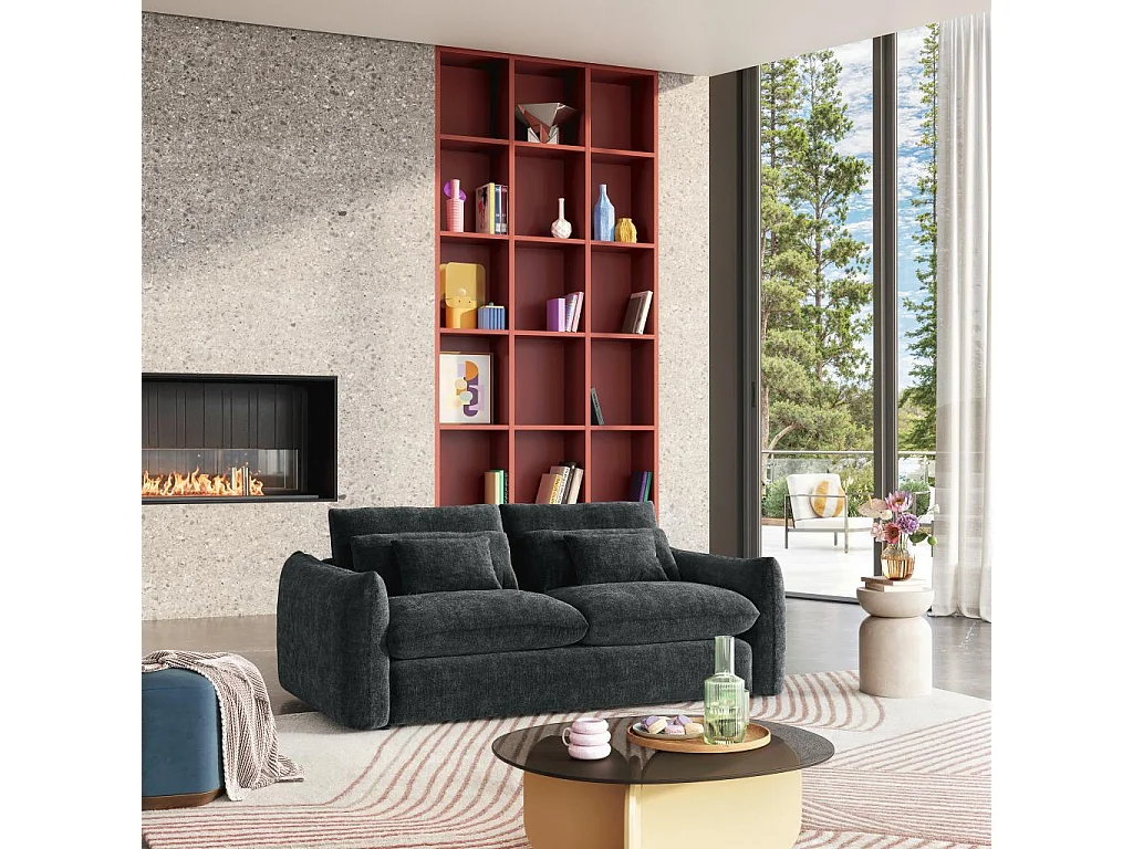 Habitat - Canapé 3 places en tissu chenille - Gris anthracite - Glenna