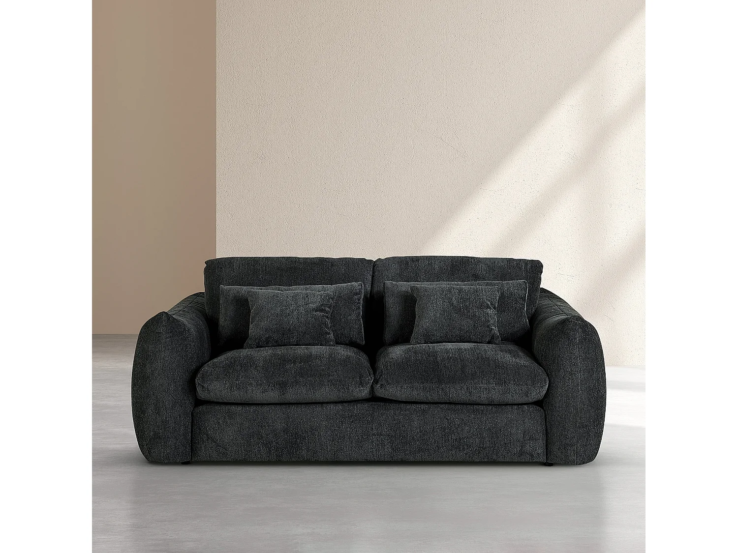 Canapé 3 places en tissu chenille - Gris anthracite