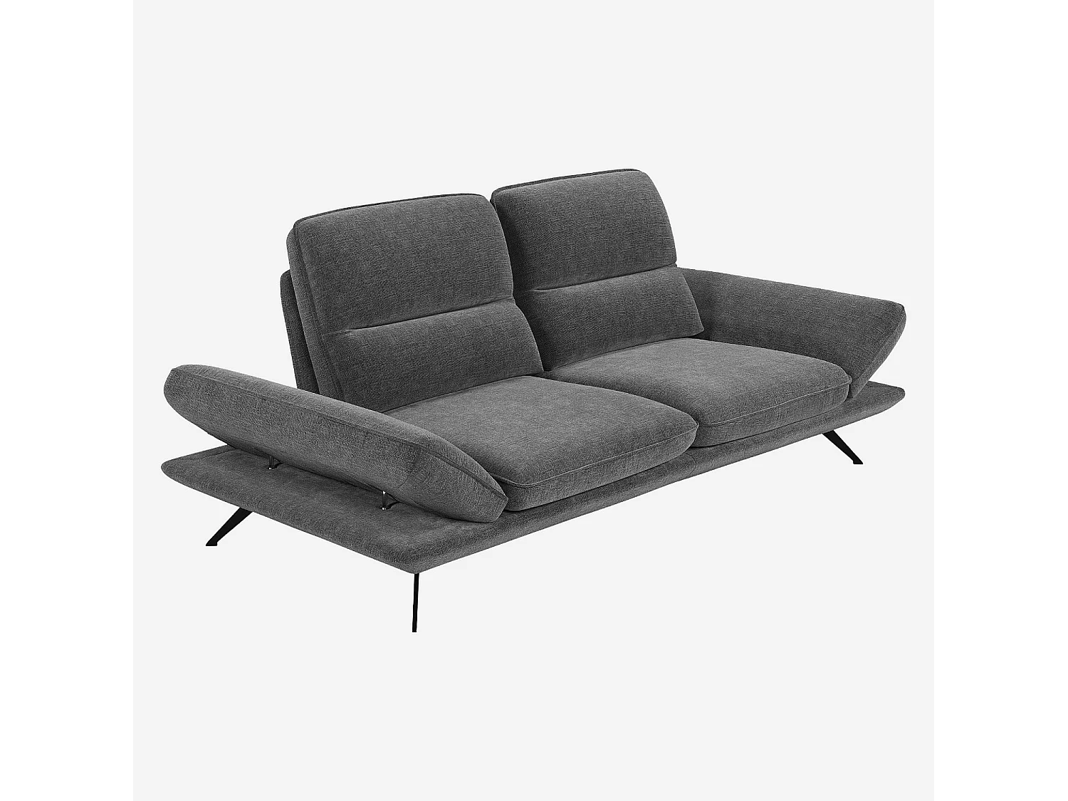 Canapé 3 places en tissu avec dossier avance-recule - Gris ardoise