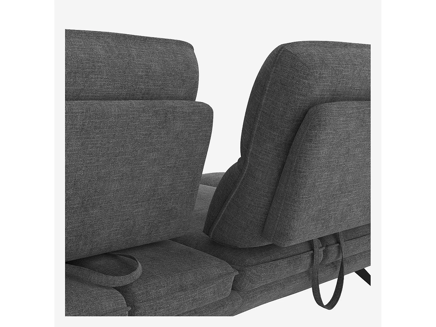 Canapé 3 places en tissu avec dossier avance-recule - Gris ardoise