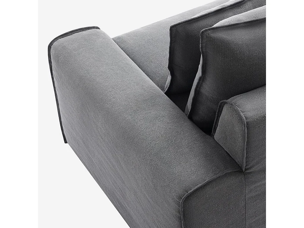 Habitat - Canapé d'angle gauche déhoussable en coton et lin garni de plumes - Gris ardoise  - Ginosa
