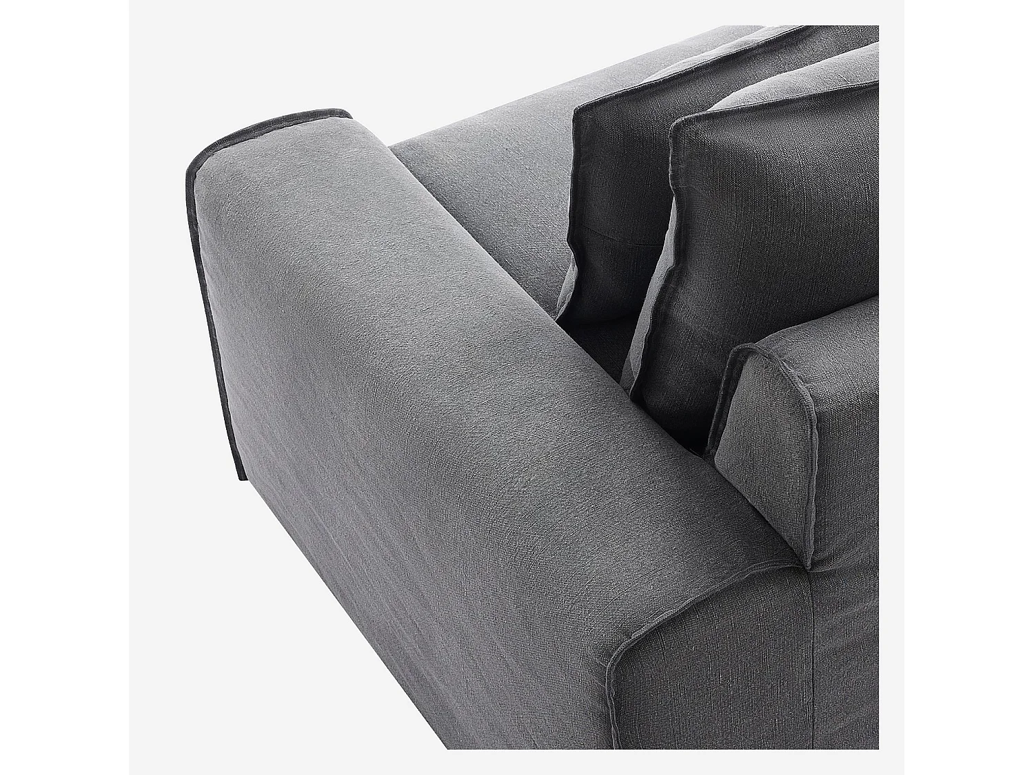 Canapé d'angle gauche déhoussable en coton et lin garni de plumes - Gris ardoise
