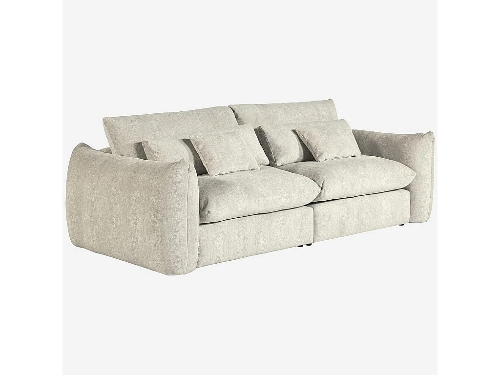 Habitat - Canapé 4 places en tissu chenille - Écru - Glenna