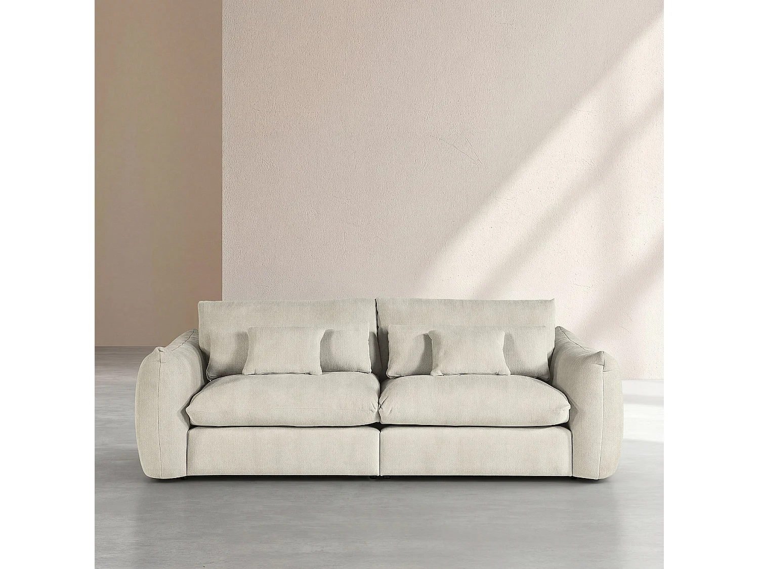 Habitat - Canapé 4 places en tissu chenille - Écru - Glenna